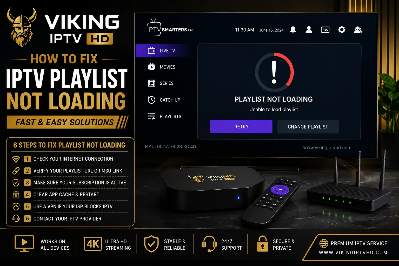 How to fix IPTV playlist not loading
