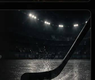 Hockey stick and ice with stadium lights